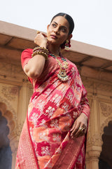 Elegant Pink Cotton-Silk Woven Saree