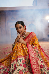 Elegant Orange Cotton-Silk Saree