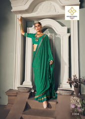 Elegant Green Chiffon Paisley Print Saree
