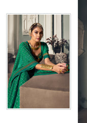 Elegant Green Chiffon Paisley Print Saree
