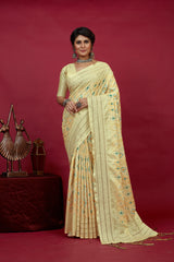 Shop Elegant Lime Cotton Silk Chickankari Embroidery Cut Work Saree 