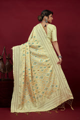 Shop Elegant Lime Cotton Silk Chickankari Embroidery Cut Work Saree