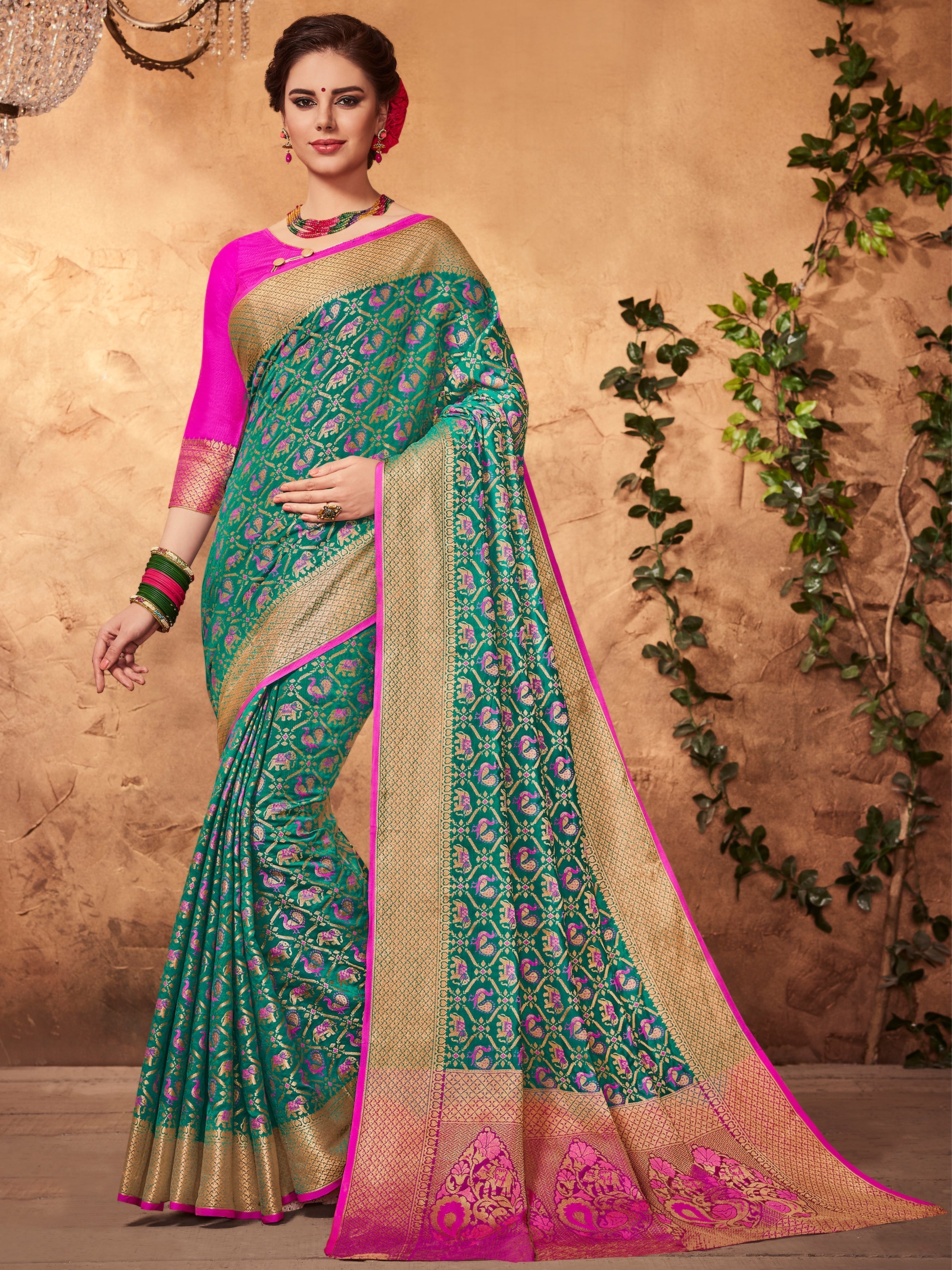  Green Patola Silk Woven Saree 