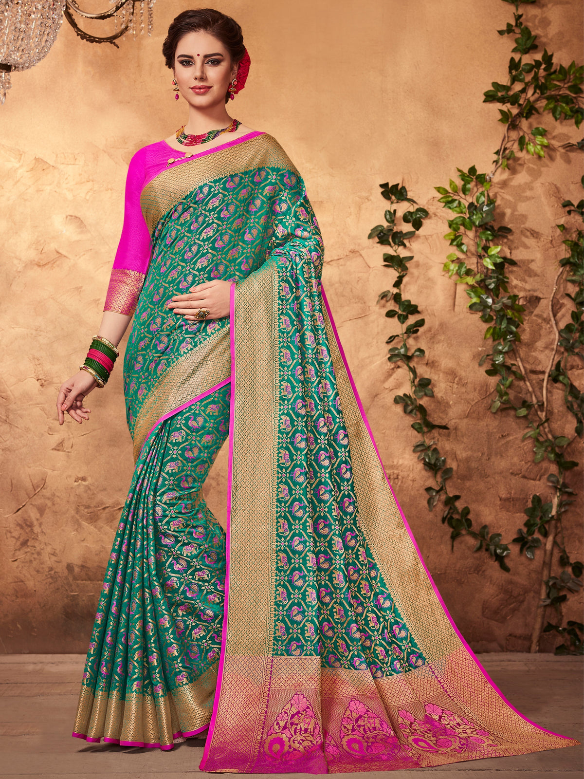  Green Patola Silk Woven Saree 