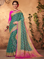  Green Patola Silk Woven Saree 