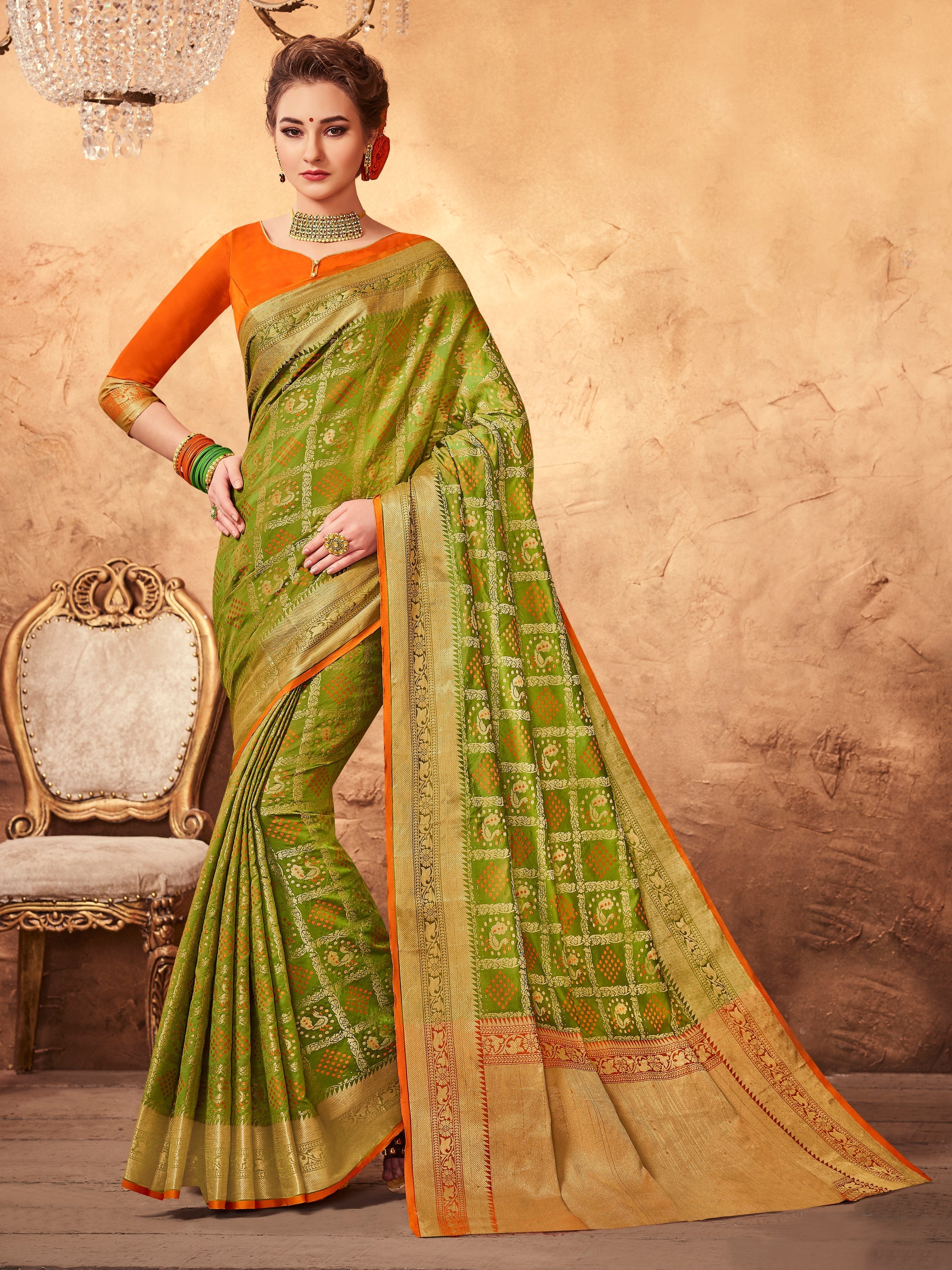  Green Patola Silk Woven Saree 
