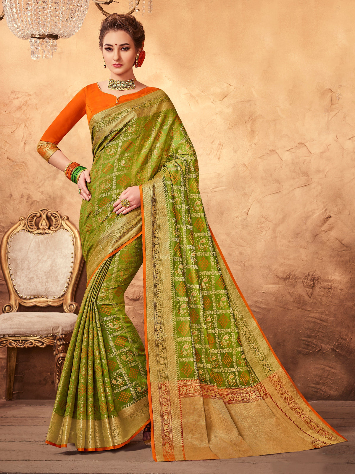  Green Patola Silk Woven Saree 
