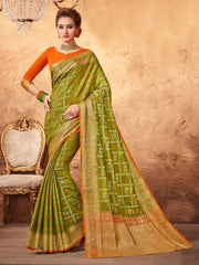  Green Patola Silk Woven Saree 