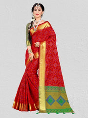 Shop Elegant Red Patola Silk Woven Saree 