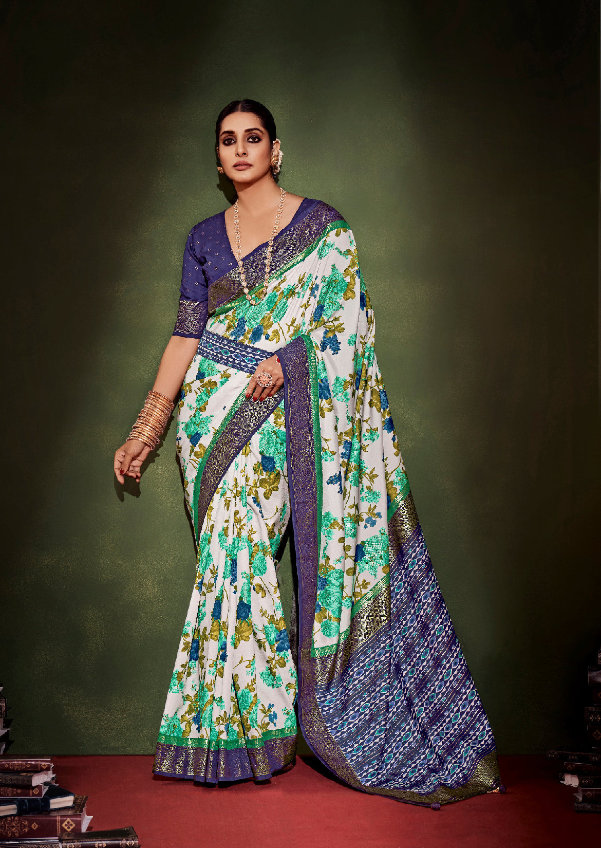  Quill Grey Cotton Silk Floral Print Saree