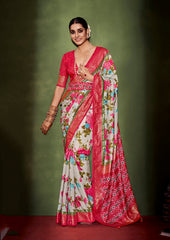  Grey Cotton Silk Floral Print Saree