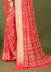Shop Elegant Peach Cotton Silk Patola Print Saree