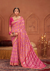 Shop Elegant Tulip Pink  Ikkat Print Saree 