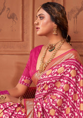 Tulip Pink Ikkat Polka Dot Saree-3903