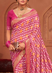 Tulip Pink Ikkat Polka Dot Saree-3903