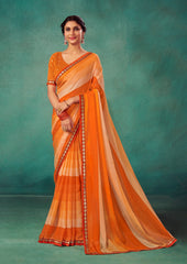  Persian Orange Chiffon Solid Saree