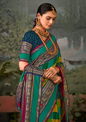 Exquisite Multi Tussar Silk Saree with Intricate Block Prints