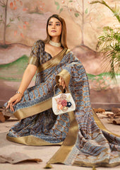 Exquisite Brown Dola Silk Saree with Paisley Print