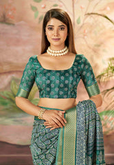 Luxurious Green Dola Silk Saree