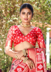 Exquisite Multi Silk Block Print Saree