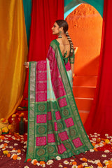 Sky Blue Tussar Silk Saree with Swarovski Embellishments