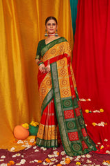 Shop Yellow Tussar Silk Swarovski Saree