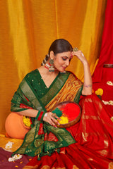 Shop Yellow Tussar Silk Swarovski Saree