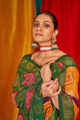Mustard Tussar Silk Swarovski Saree