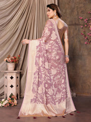 Exquisite Pink Brasso Floral Saree