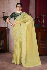 Exquisite Yellow Embroidery Saree