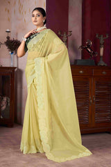 Exquisite Yellow Embroidery Saree