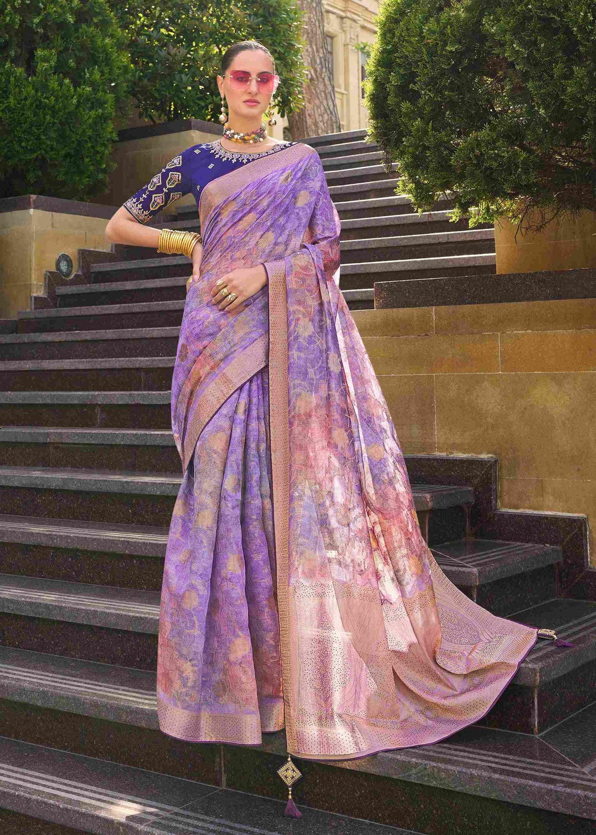 Elevate Elegance with Our Luxurious Purple Jacquard Woven Saree