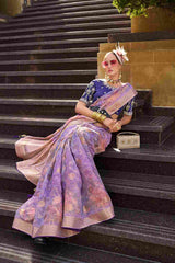 Elevate Elegance with Our Luxurious Purple Jacquard Woven Saree