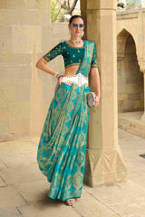 Elevate Elegance with Our Green Jacquard Woven Saree