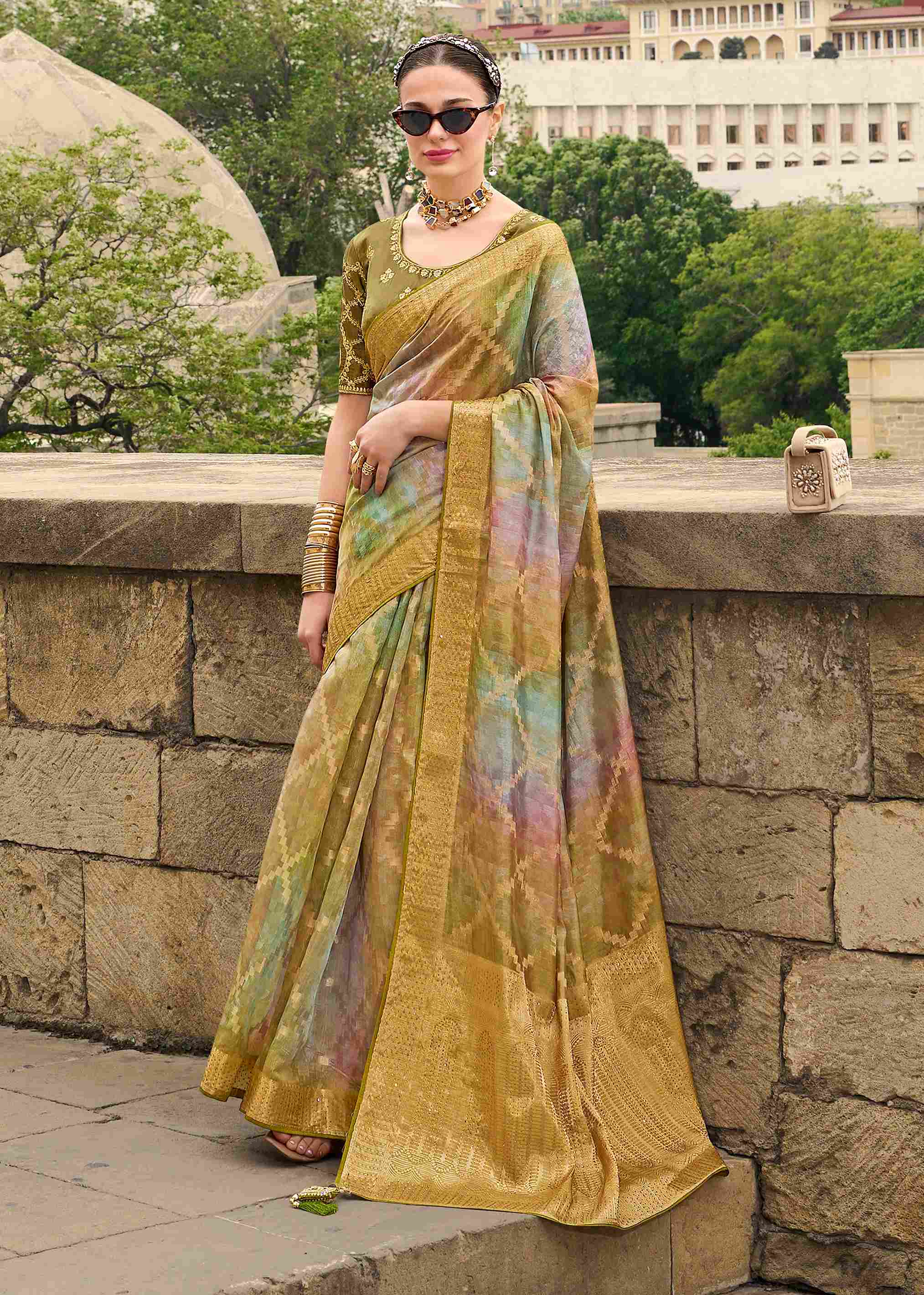 Elevate Elegance with Our Green Jacquard Woven Saree