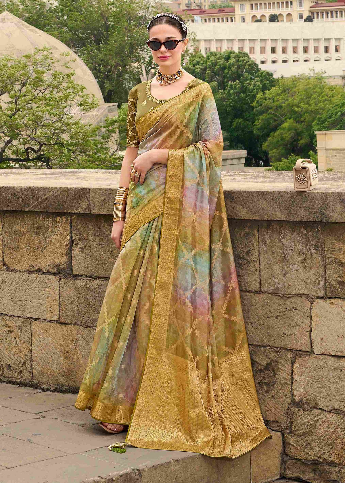 Elevate Elegance with Our Green Jacquard Woven Saree