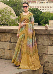 Elevate Elegance with Our Green Jacquard Woven Saree