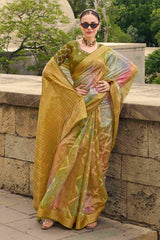 Elevate Elegance with Our Green Jacquard Woven Saree