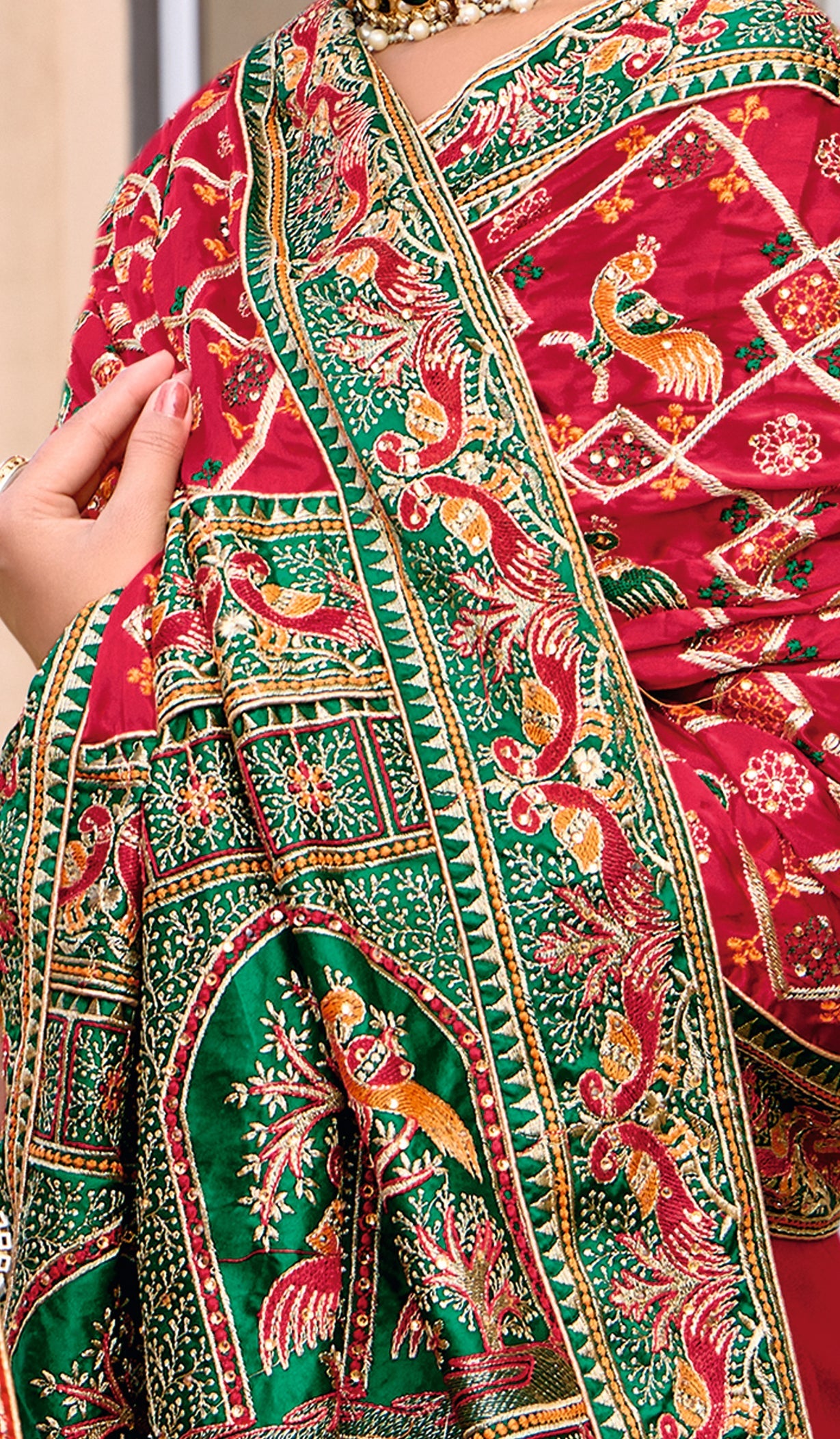 Dark Pink Satin Silk Embroidery Saree-4426