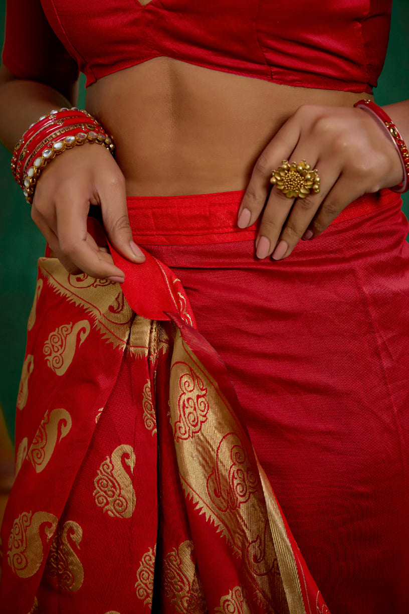 shop-elegant-red-banarasi-art-silk-woven-ready-to-wear-saree-online-best-prices-rtw-1053