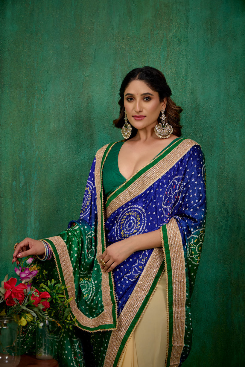 Buy Faux Georgette Multi Color Embroidered Ready to Wear Saree Online - Best Prices-RTW-1088