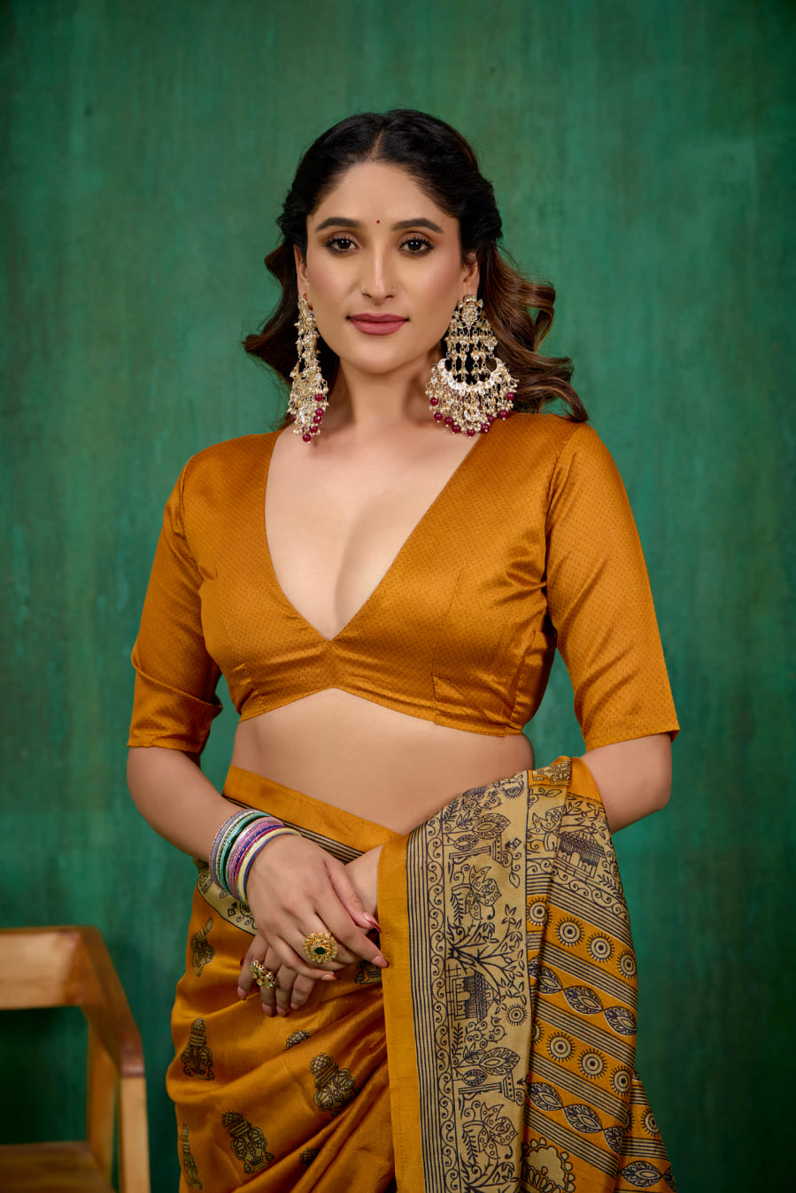 Shop Elegant Mustard Mysore Art Silk Printed Ready to Wear Saree Online - Best Prices-RTW-1944