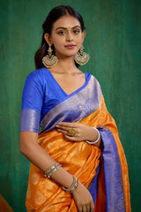 Shop Elegant Orange Banarasi Art Silk Woven Ready to Wear Saree Online - Best Prices-RTW-2066