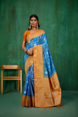 Shop Elegant Blue Banarasi Art Silk Woven Ready to Wear Saree Online - Best Prices-RTW-2067