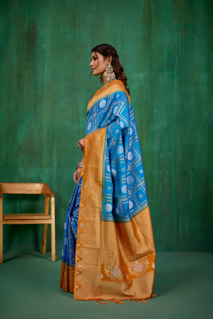 Shop Elegant Blue Banarasi Art Silk Woven Ready to Wear Saree Online - Best Prices-RTW-2067