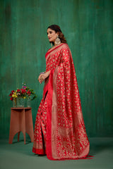 Shop Elegant Red Mysore Art Silk Printed Ready to Wear Saree Online - Best Prices-RTW-2196