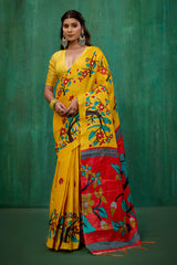 Shop Elegant Mustard Mysore Art Silk Printed Ready to Wear Saree Online - Best Prices-RTW-2198