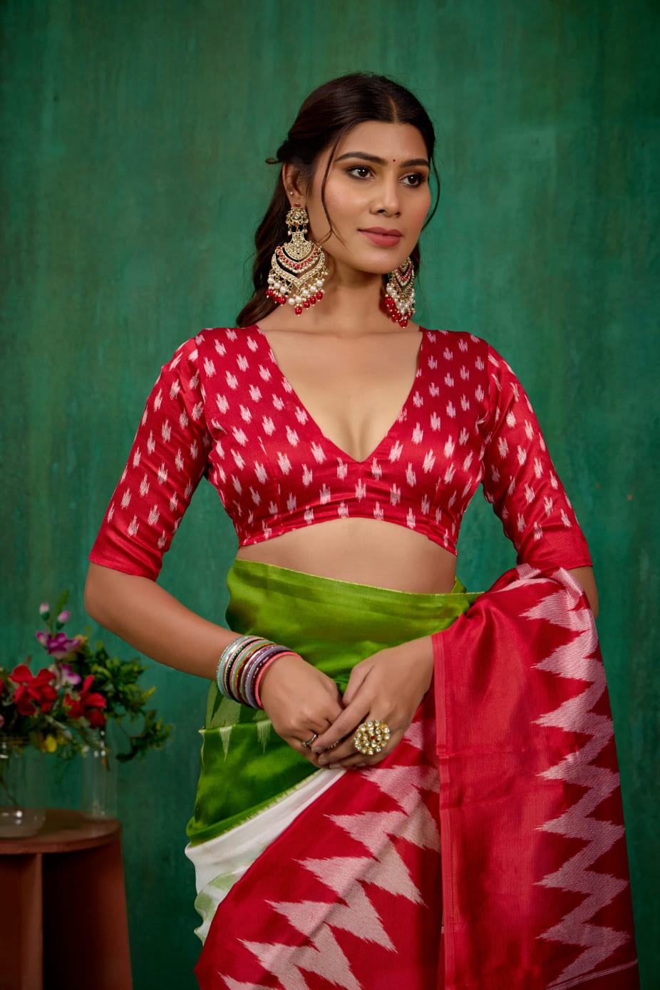 Shop Elegant Green Mysore Art Silk Printed Ready to Wear Saree Online - Best Prices-RTW-2199