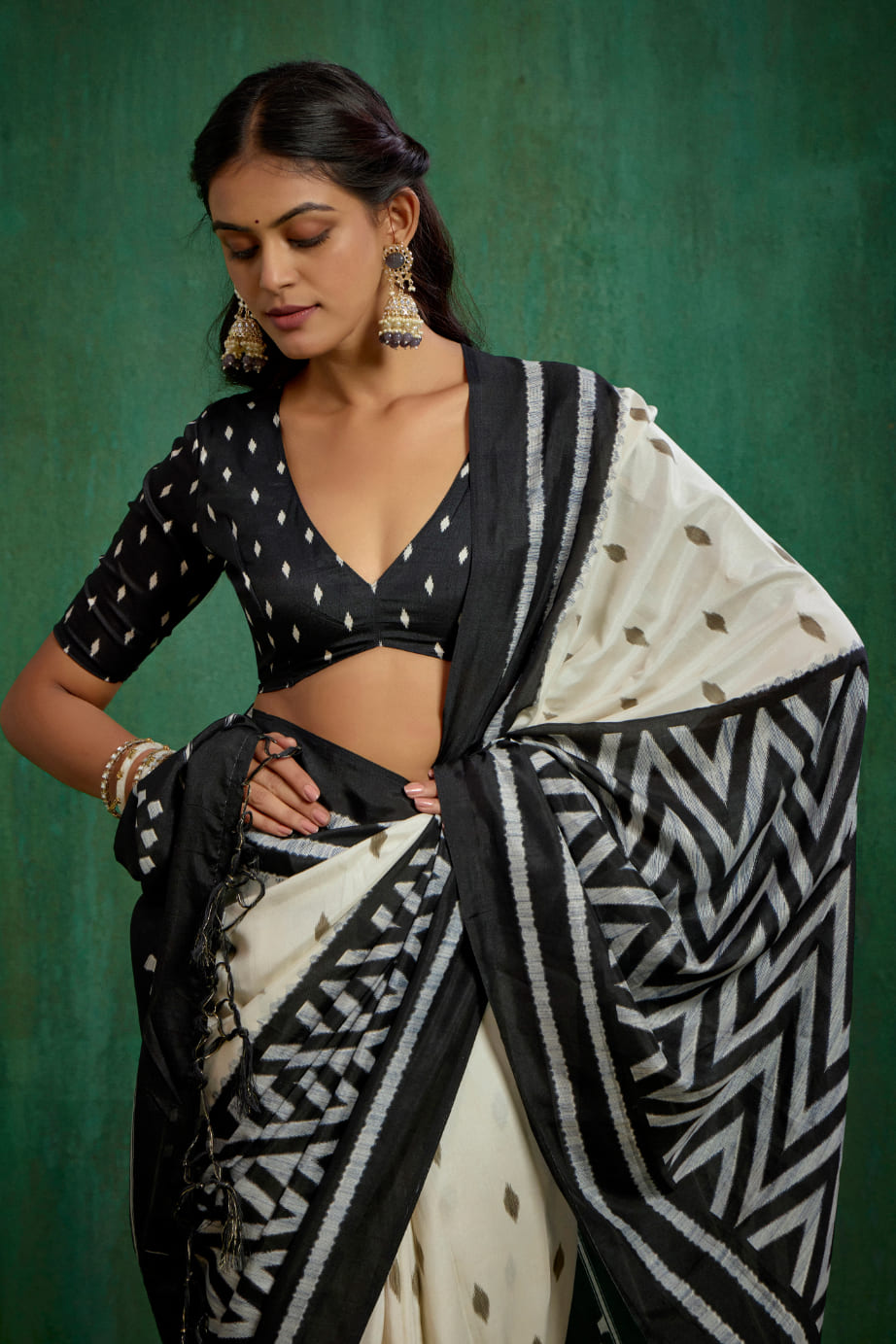 Shop Elegant Off White Mysore Art Silk Printed Ready to Wear Saree Online - Best Prices-RTW-2212
