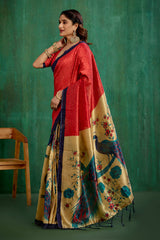 Shop Elegant Red Mysore Art Silk Printed Ready to Wear Saree Online - Best Prices-RTW-2214